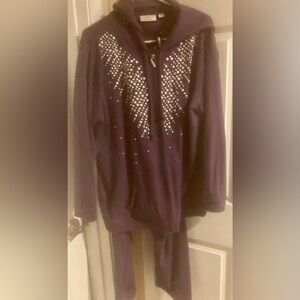 Womens QVC Quacker Factory 2-piece purple warmup set excellent condition Size 1X